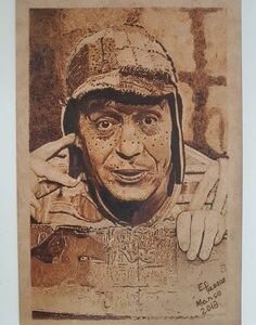 Quadro em Madeira com Pirogravura